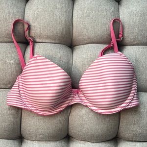 PINK Victoria’s Secret Striped T-Shirt Demi Bra 32A